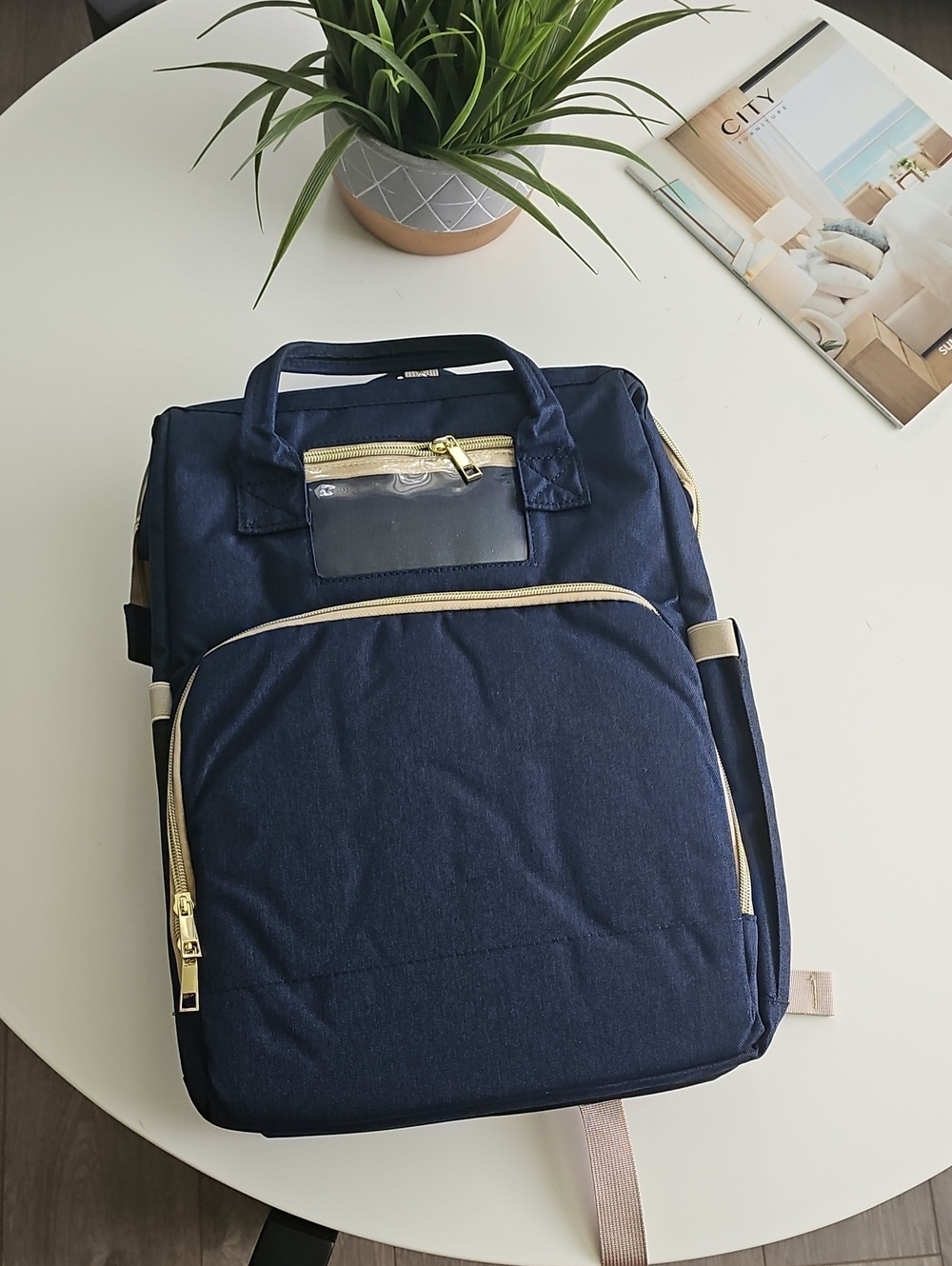 NWT Navy Blue Diaper Bag With Changing Station